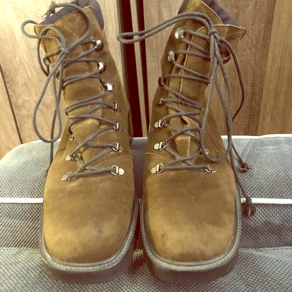 Stuart Weitzman Khaki Green Hiking Boots